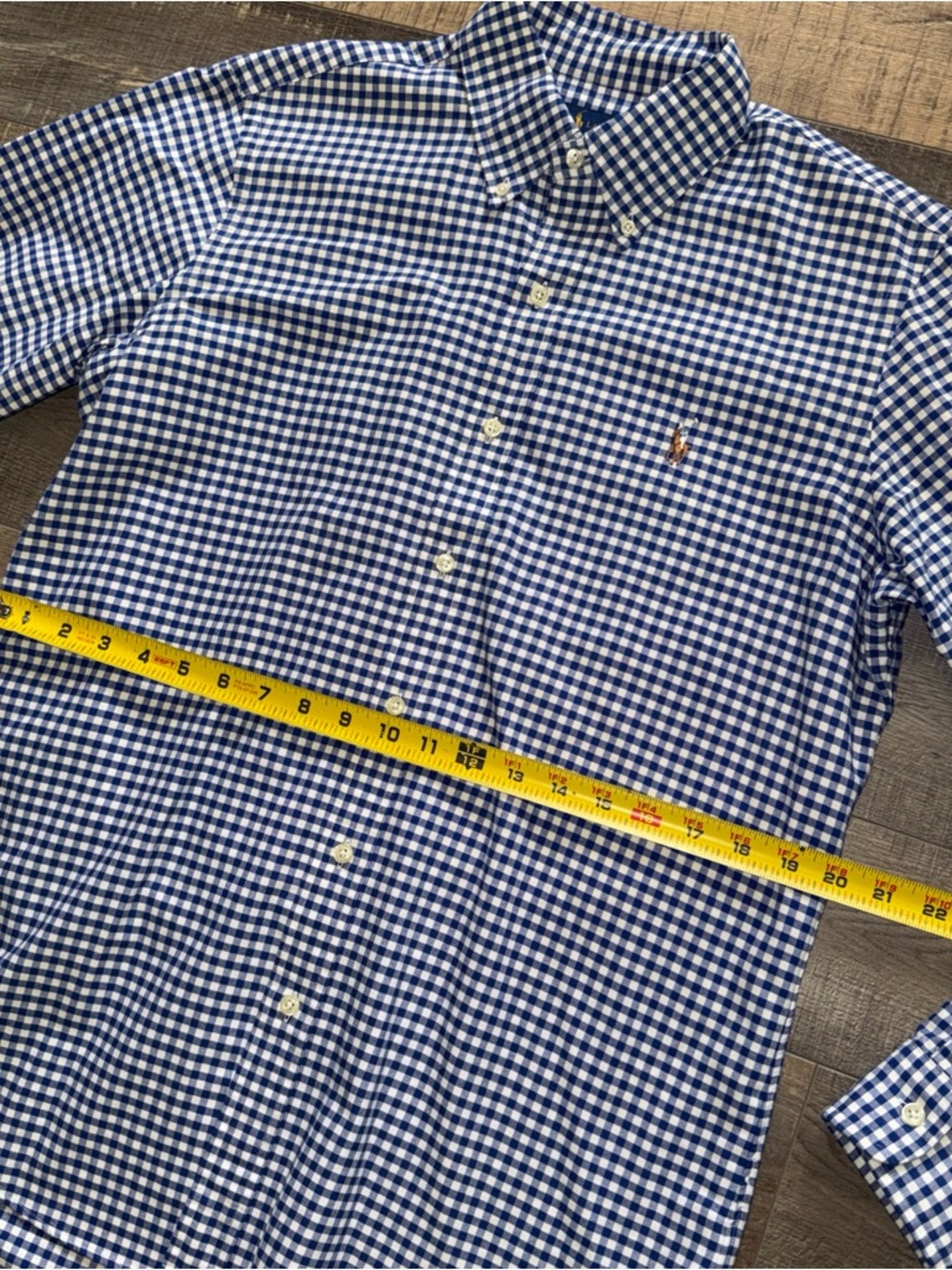 Ralph Lauren Blue and White Gingham Button-Down Shirt classic fit size medium - Picture 4 of 7